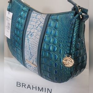 NWT Brahmin Shayna Peacock Shimmer Crossbody OR Shoulder Handbag